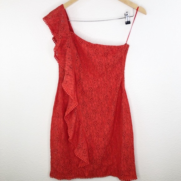 Cupcakes and Cashmere Burnt Red One Shoulder Dress - Picture 4 of 9